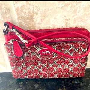 Coach Wristlet Pretty Red, Black & Gray Color